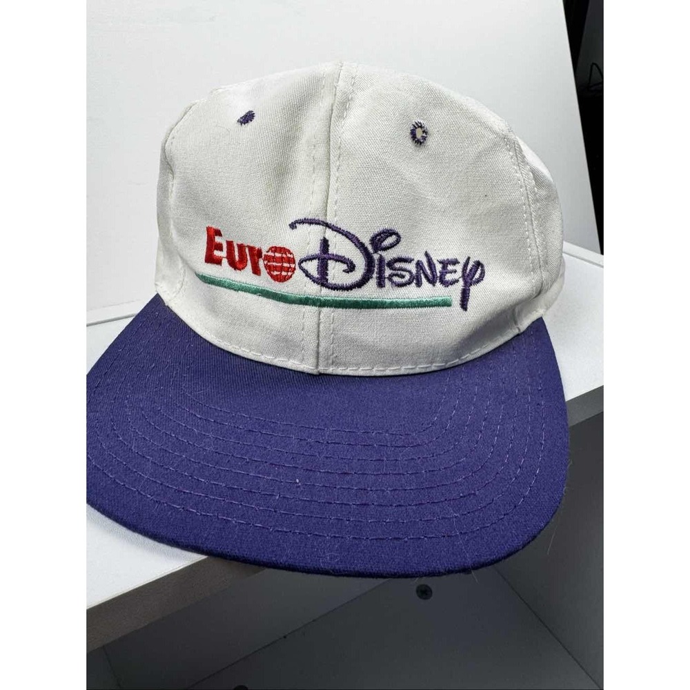 VTG 90s Euro Disney Disneyland Paris Snapback Cap Hat Adult Purple White